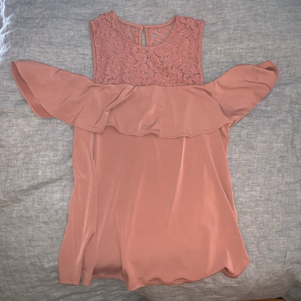 EXPRESS cold shoulder lace shirt
